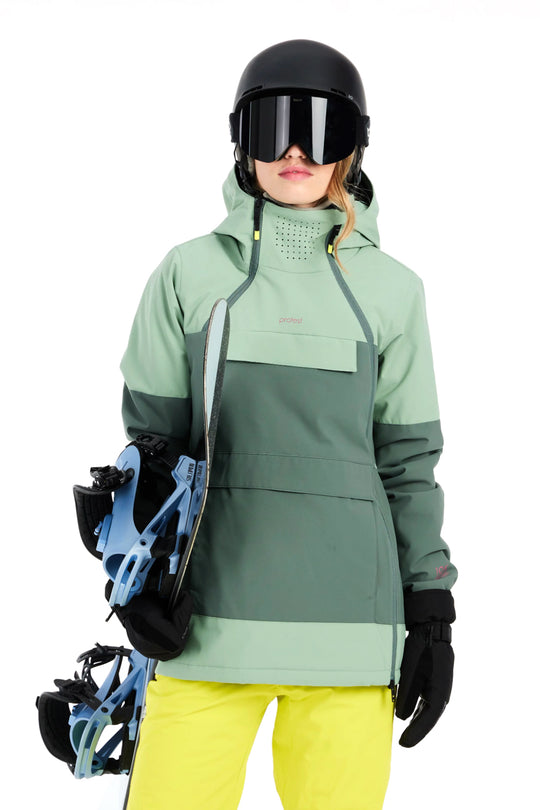 women's Protest Ditsy anorak ski/snowboard jacket,  light green and sage green