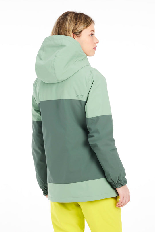 women's Protest Ditsy anorak ski/snowboard jacket,  light green and sage green