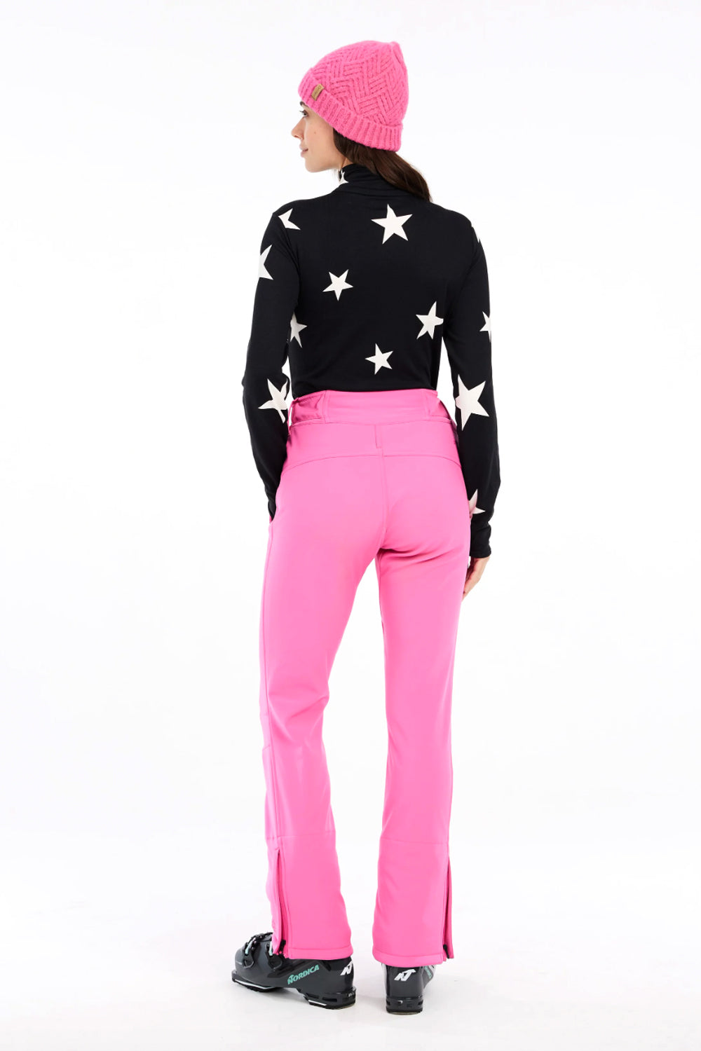 women's Protest Noon 1/4 zip midlayer top,  black with white stars