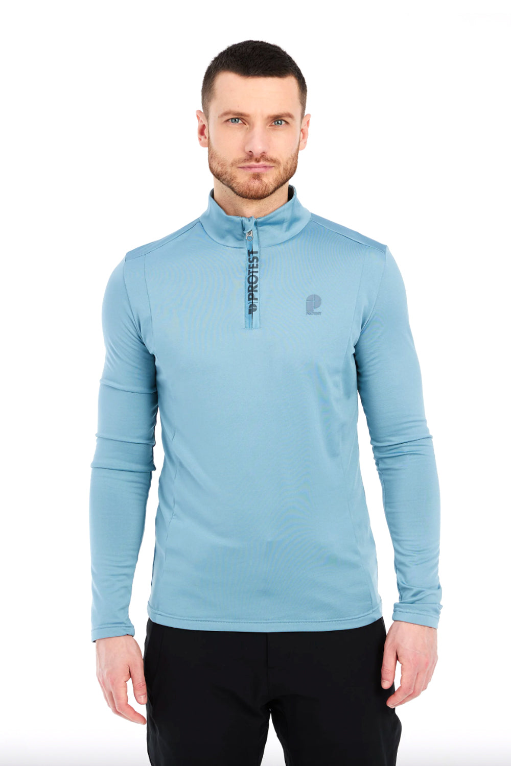 men's Protest Will 1/4 midlayer top, light blue