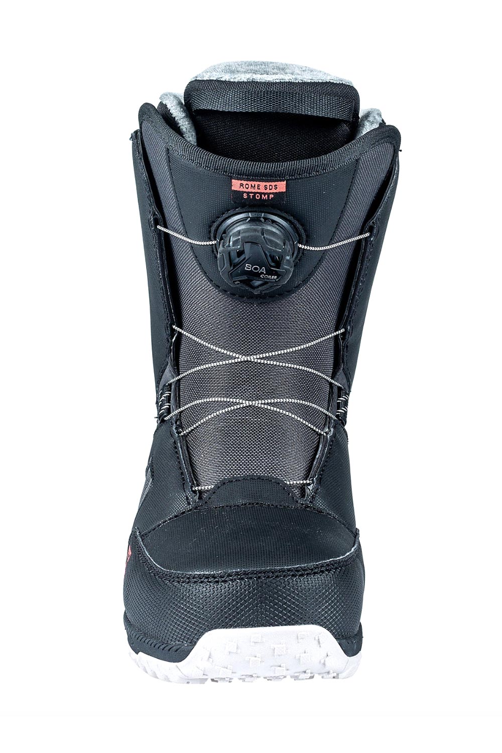 Women's Rome Stomp BOA snowboard boots, black with coral accents