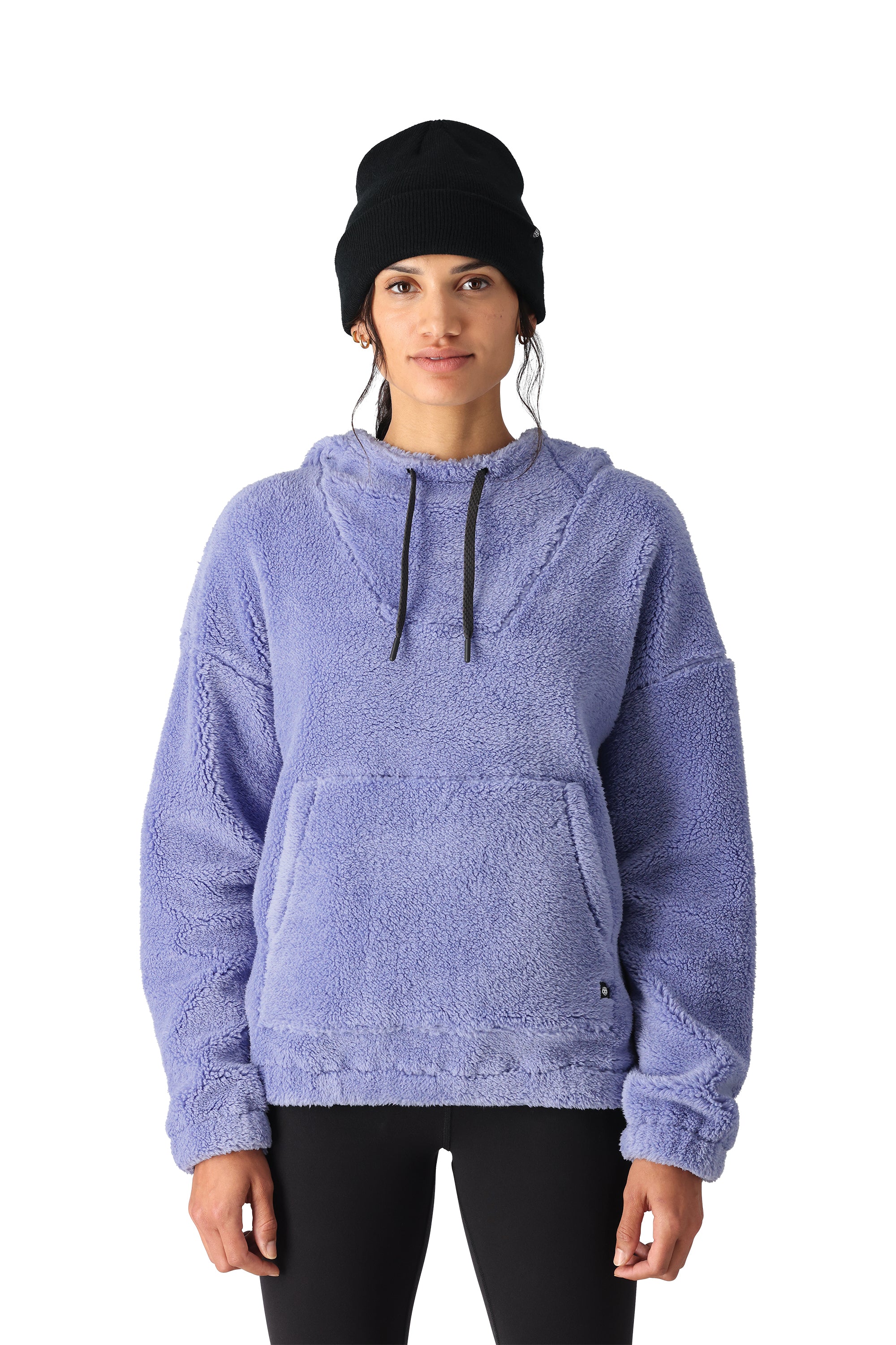 women's sherpa hoody top, purple