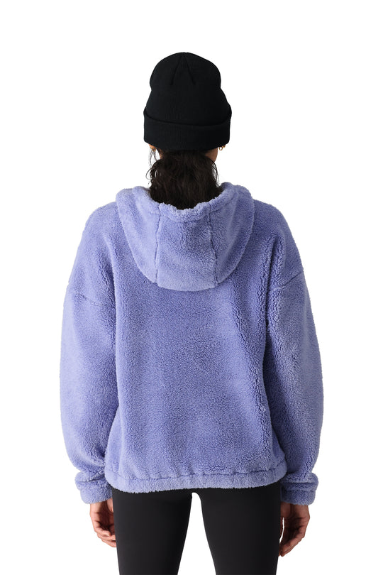 women's sherpa hoody top, purple