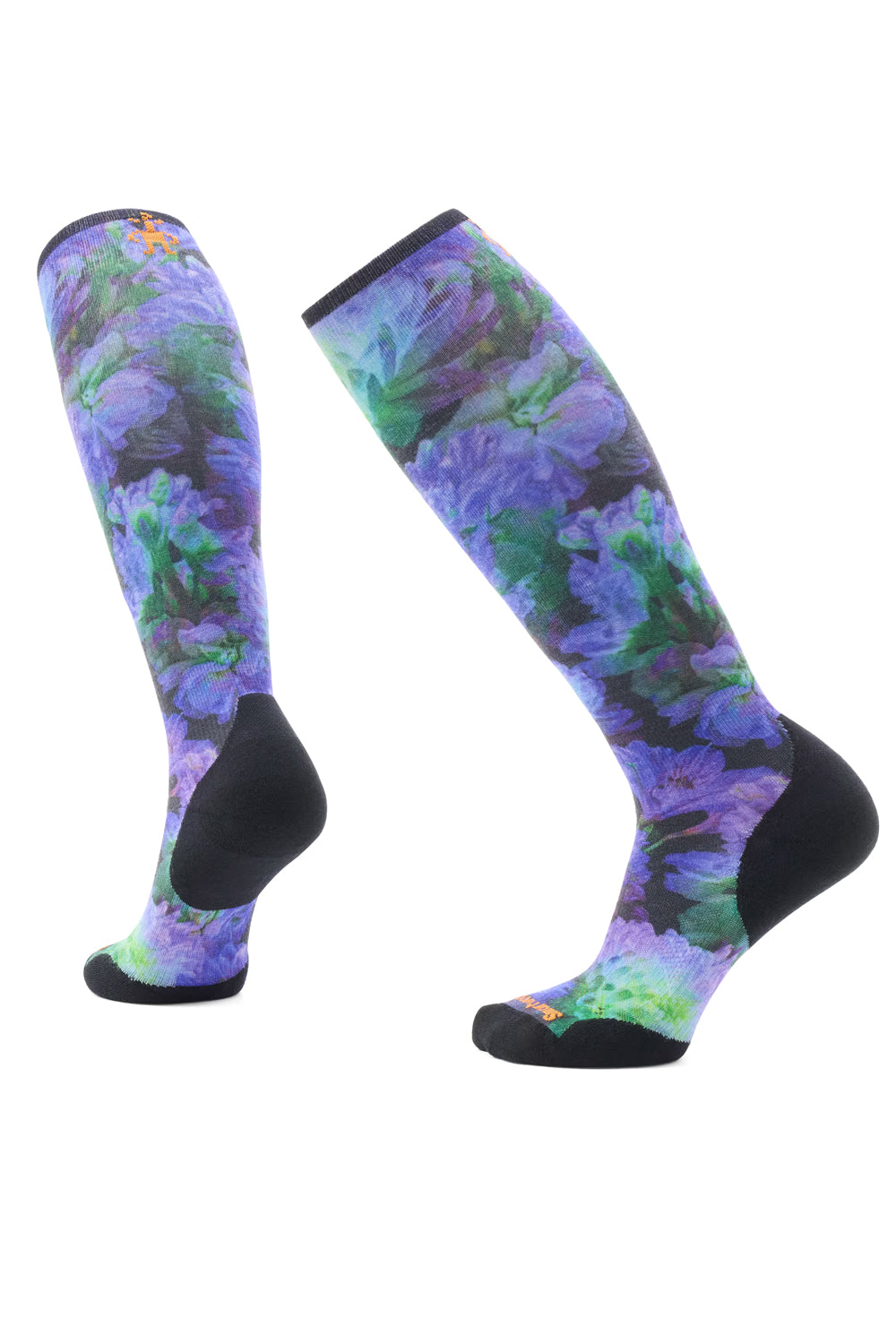 women's Smartwool ski socks, purple lotus graphic