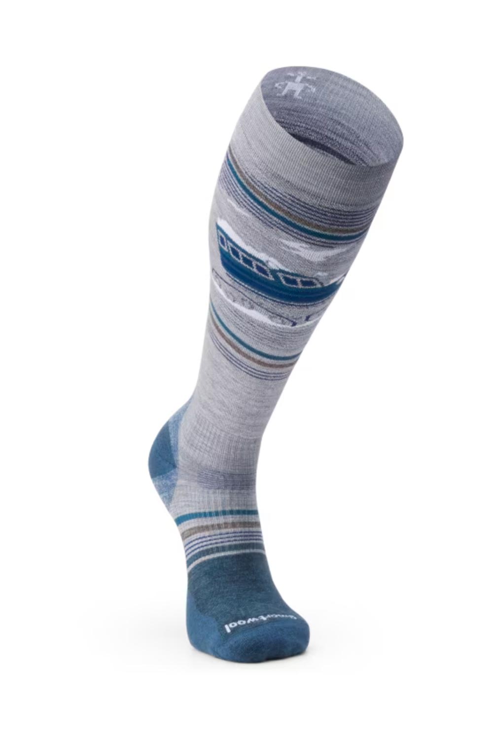 men's Smartwool ski/snowboard sock, light gray and blue