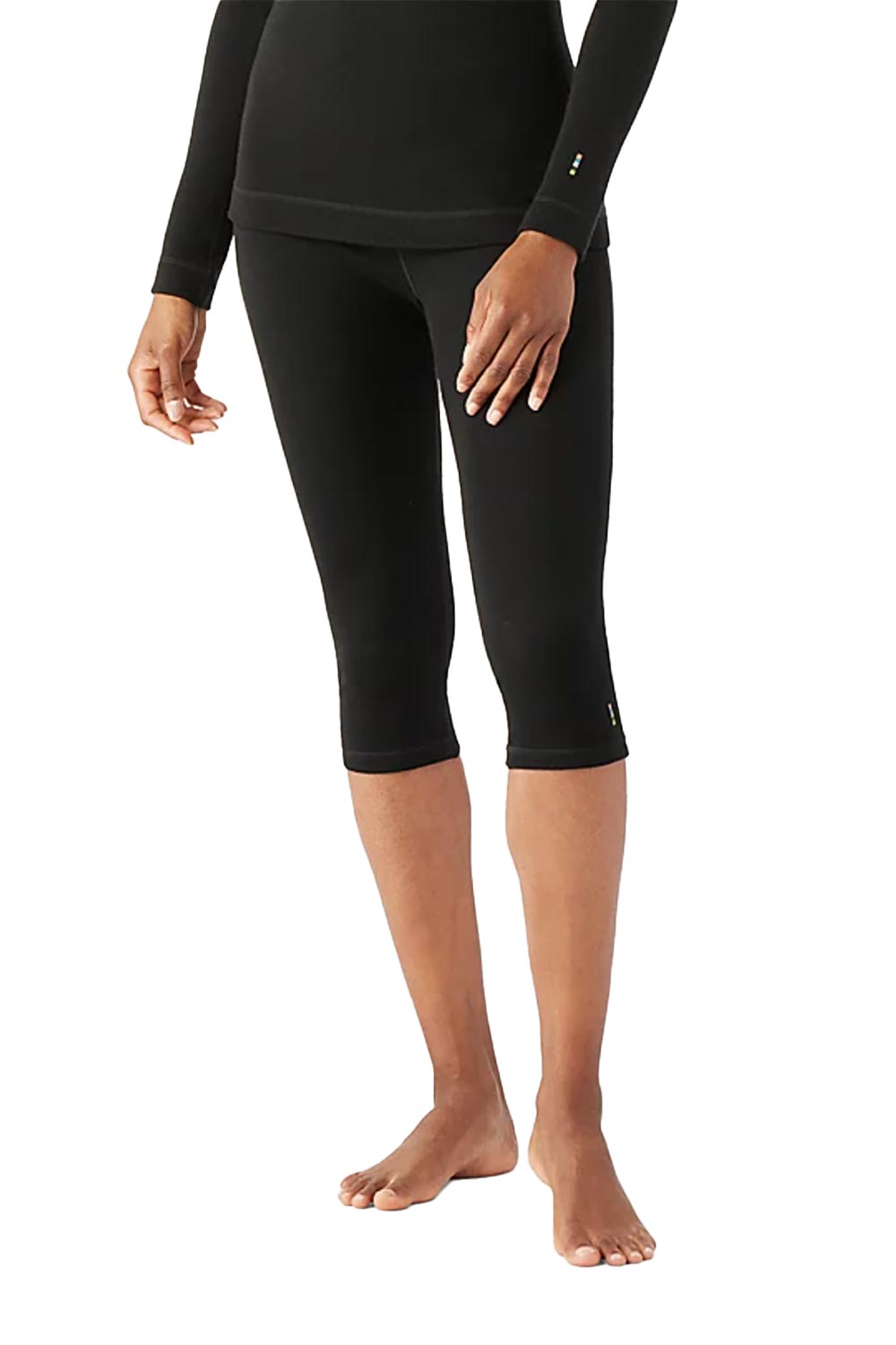 women's 3/4 length Smartwool base layer pants, black