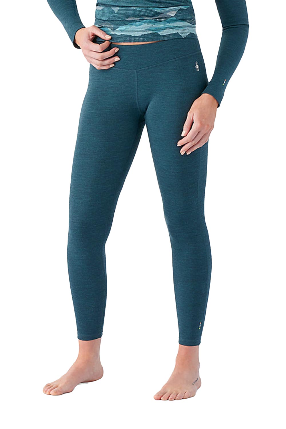 women's Smartwool base layer pants, blue