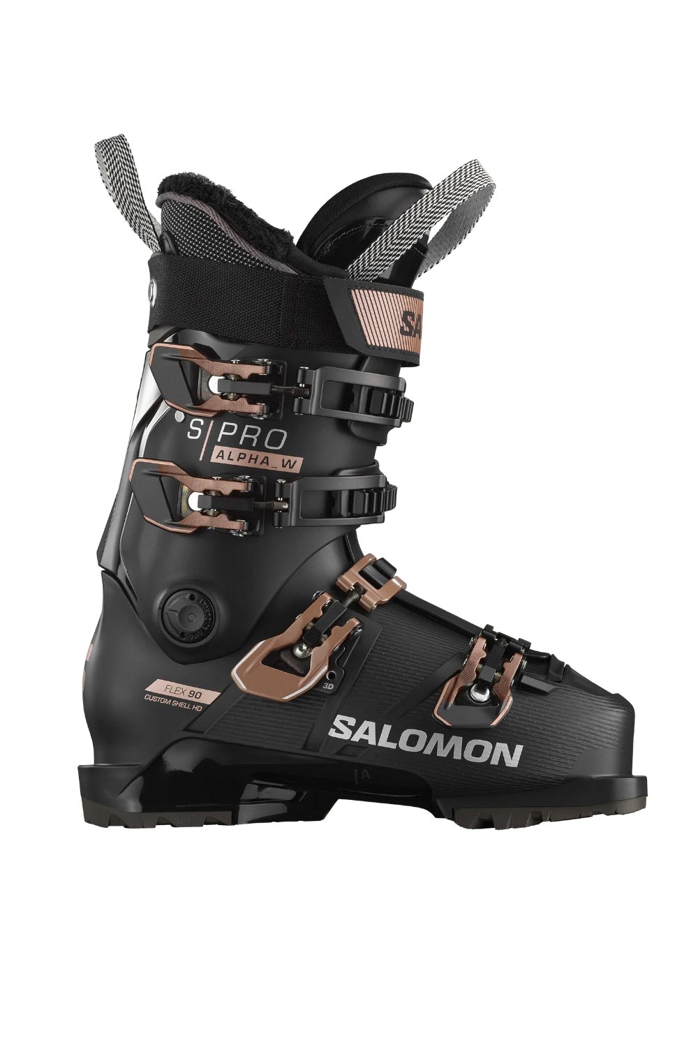 Salomon SPro Alpha ski boots - black with rose gold accents