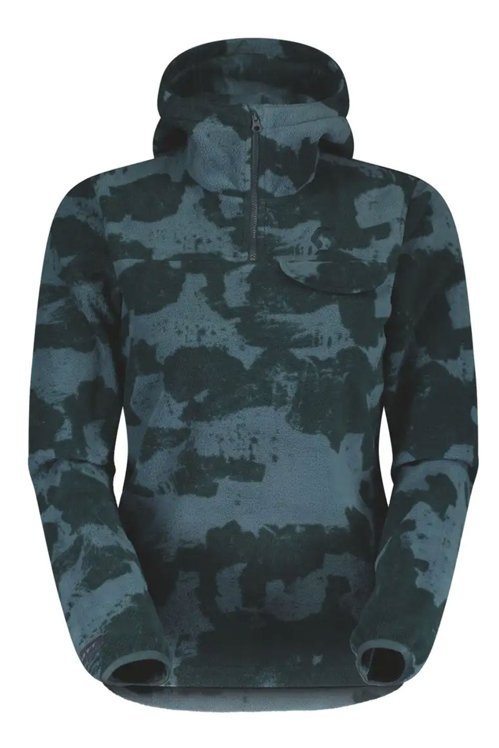 Camouflage-patterned hoodie on a white background