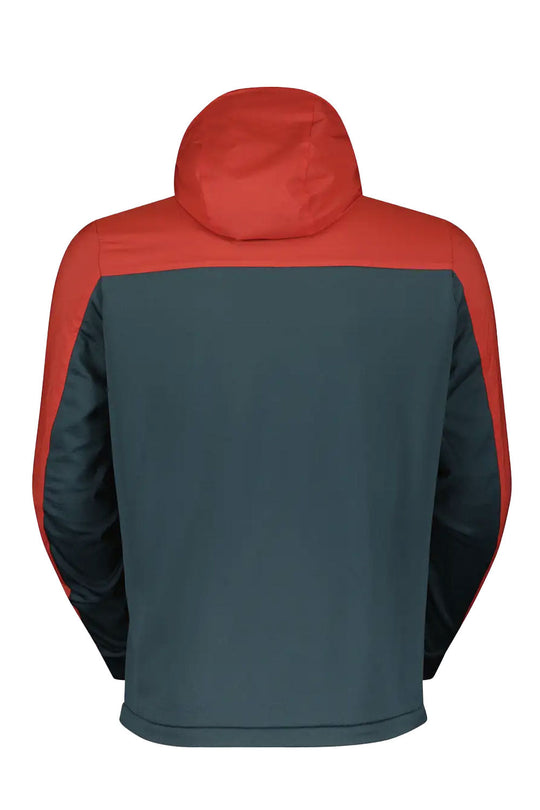 Red and gray jacket with a brand logo on a white background