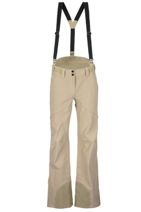 Beige pants with suspenders on a white background