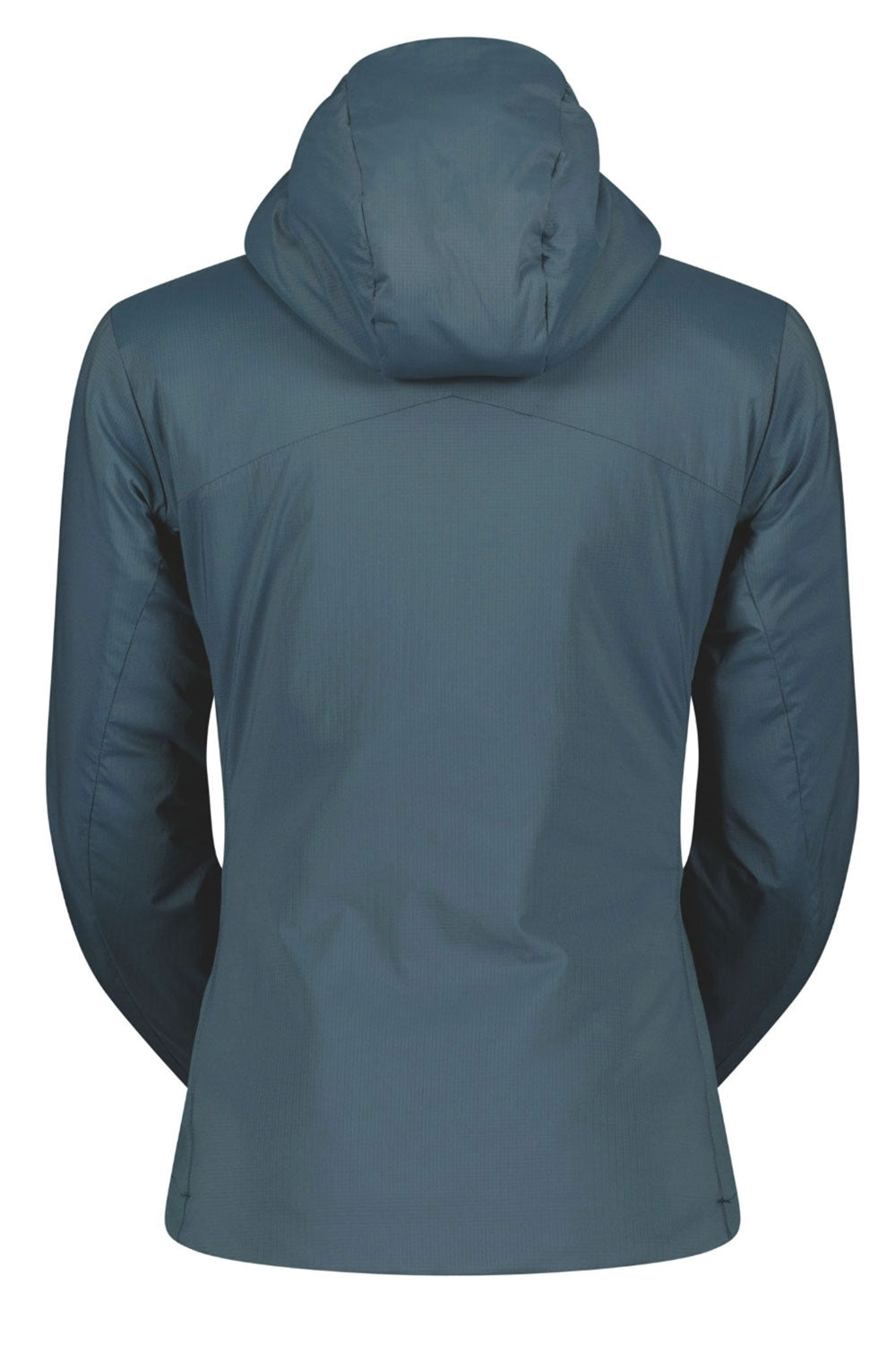 Blue/green hooded jacket on a white background