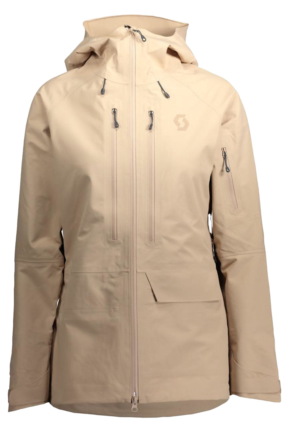Beige jacket with a hood on a white background