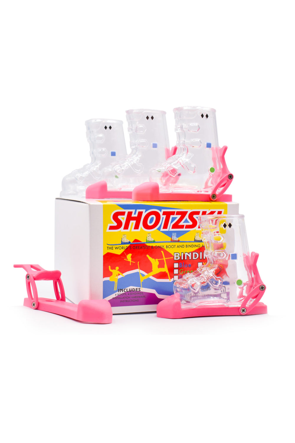 Shotzski product with pink clips on a white background
