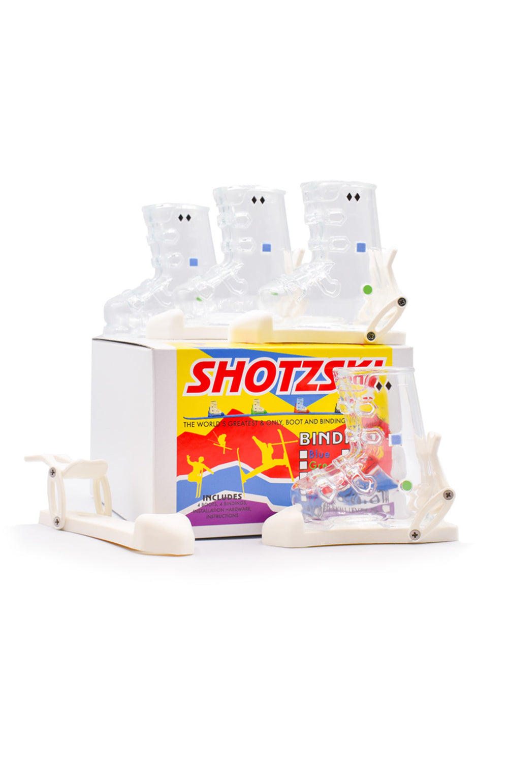 Shotzski binders with a colorful box on a white background