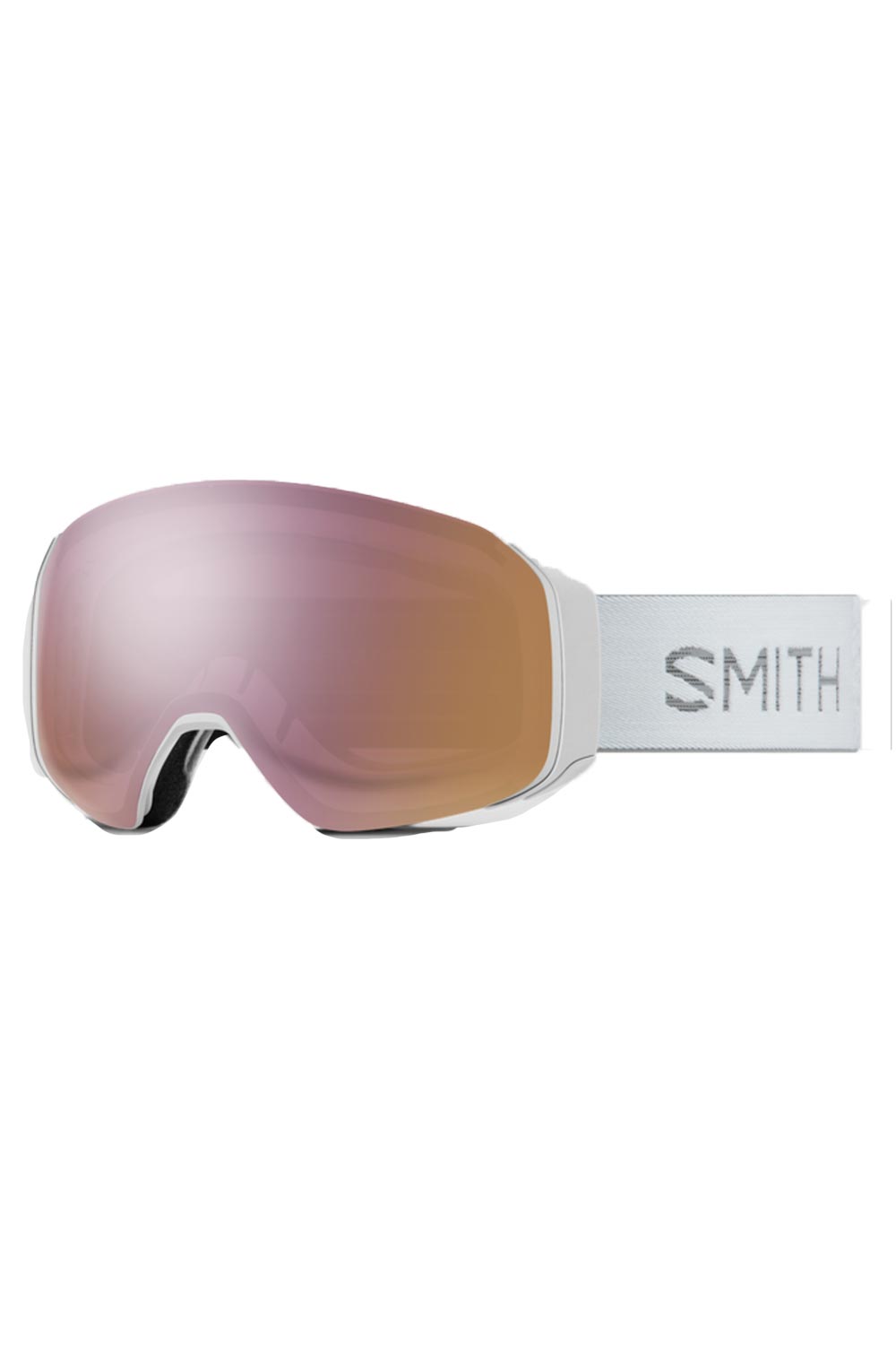 Smith 4D mag s ski googles, white strap and rose gold lens