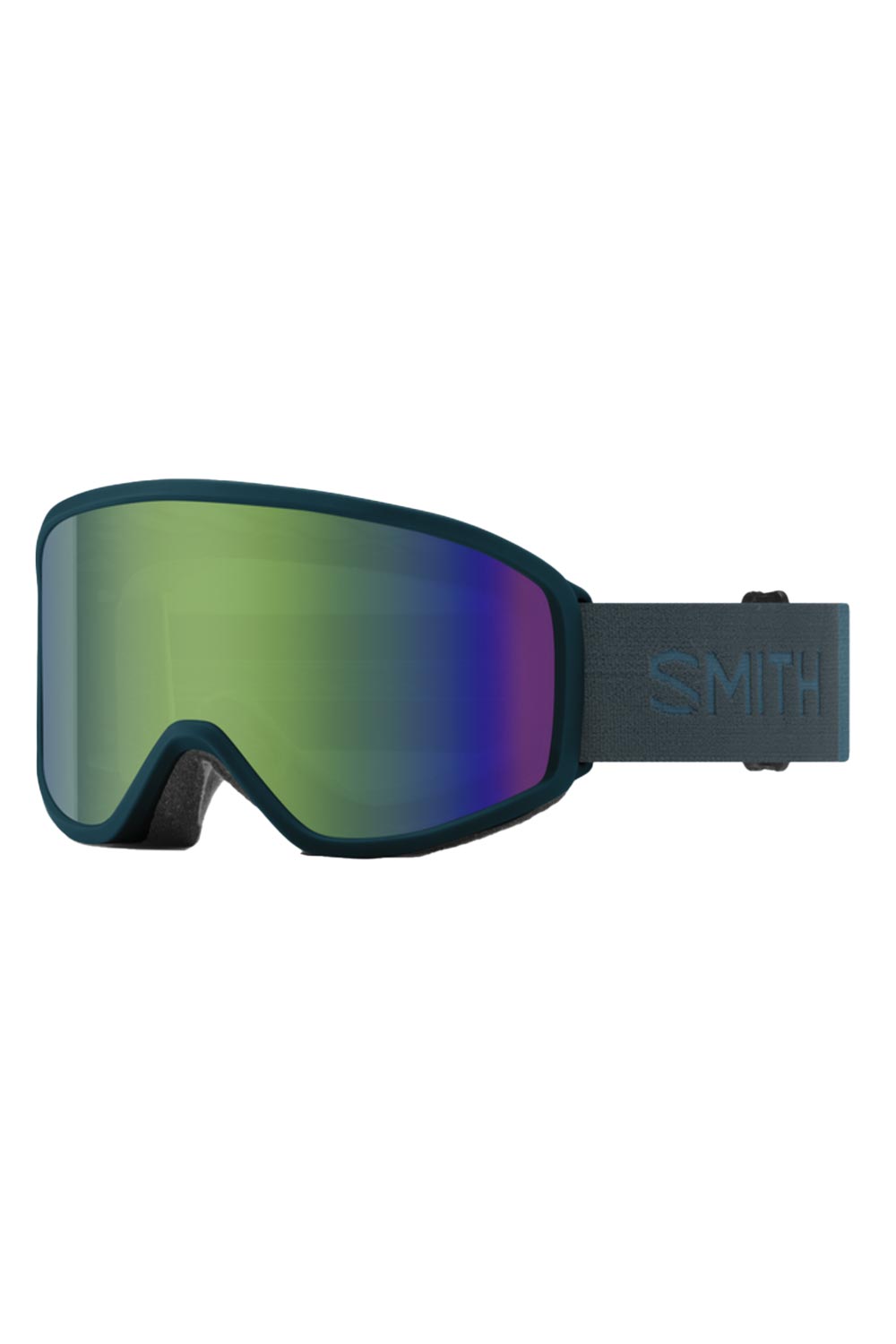 Smith Reason OTG ski goggles, dark green strap, green mirror lens