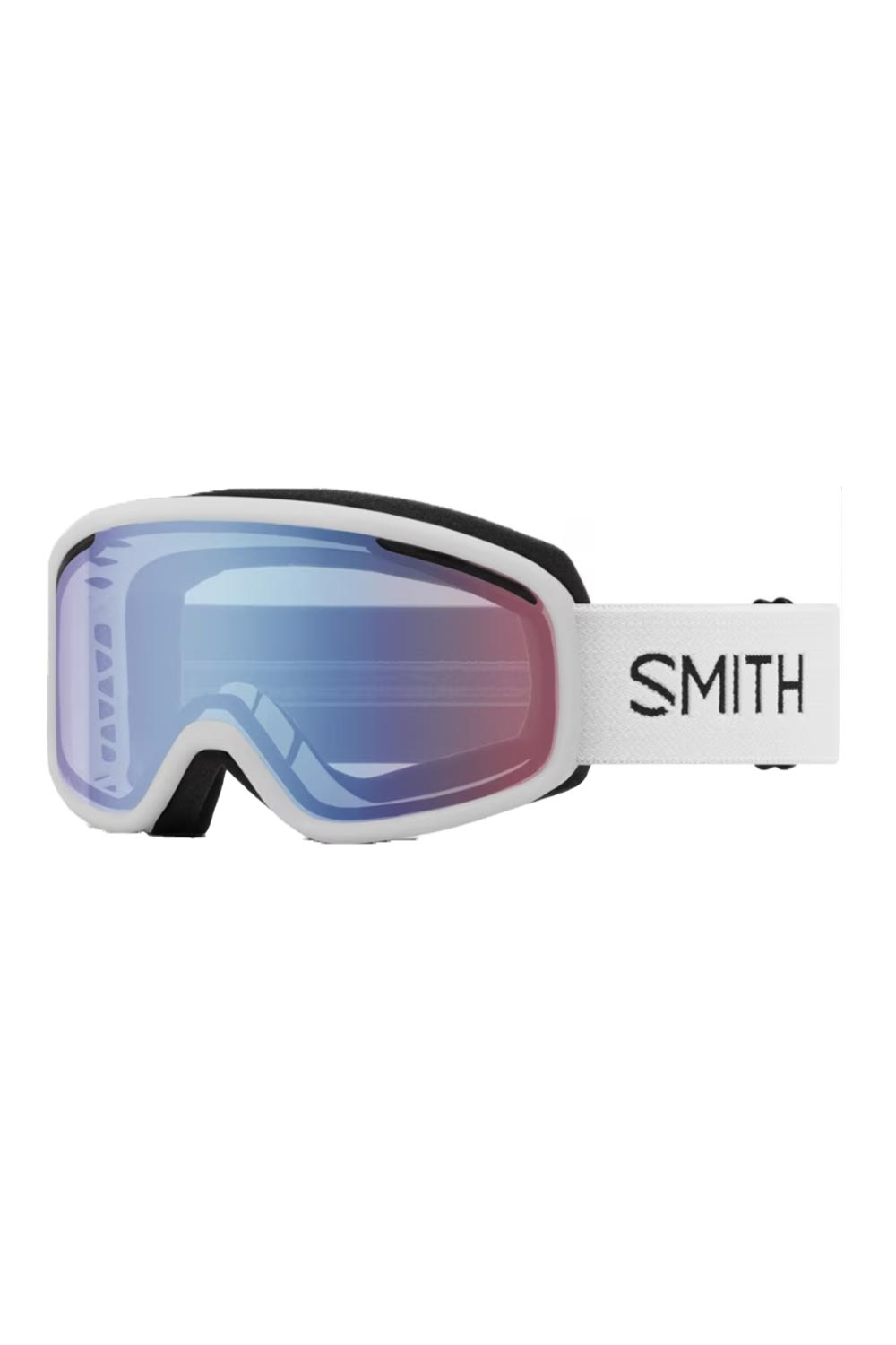 Smith ski/snowboard goggles, white strap blue lens