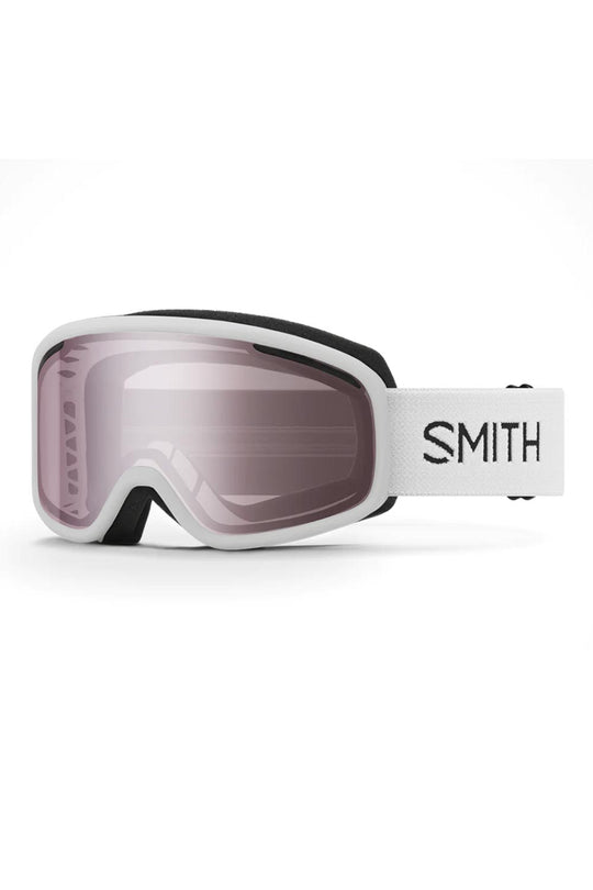 Smith ski/snowboard goggles, white strap ignitor mirror lens