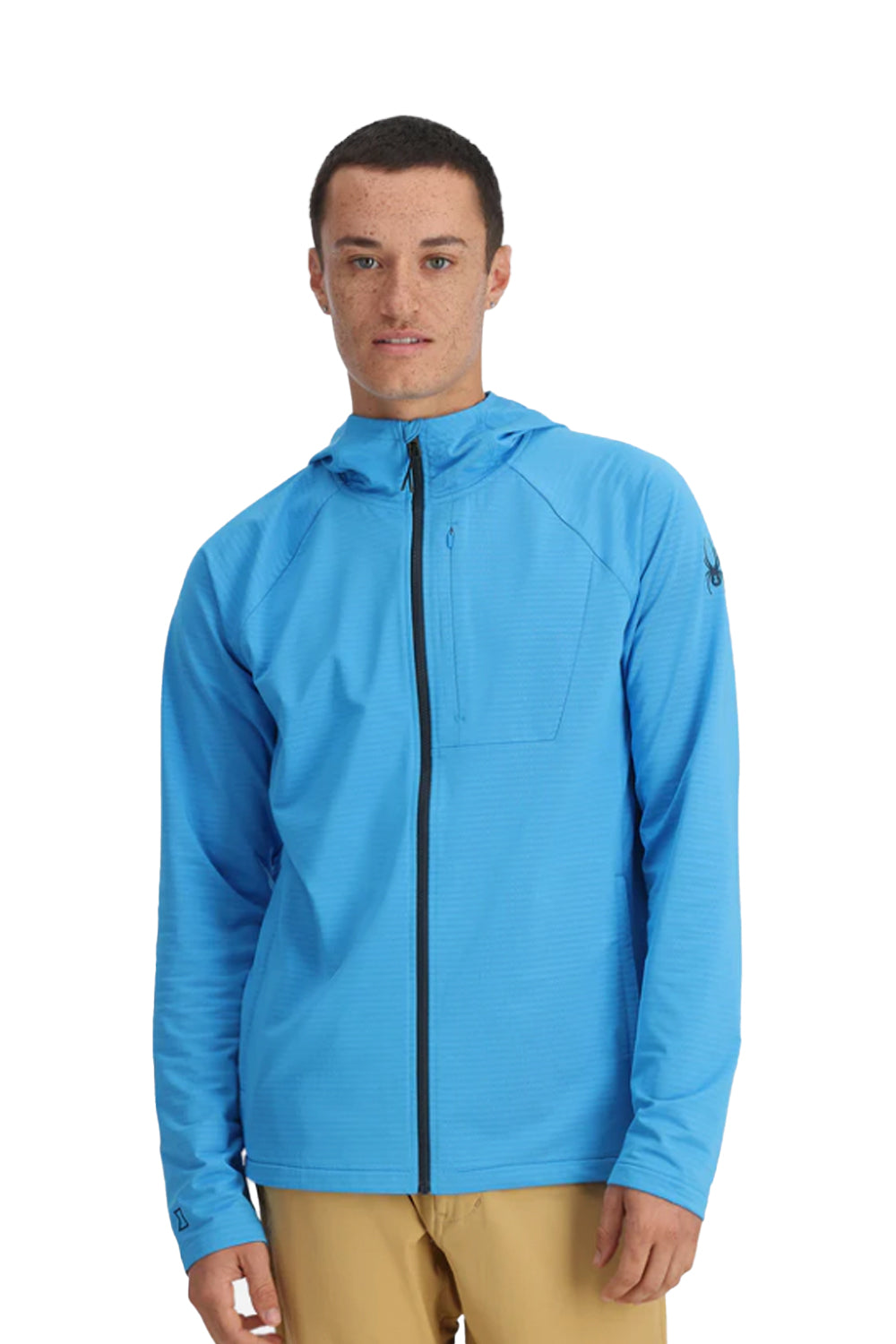 men's Spyder zip up fleece jacket, light blue