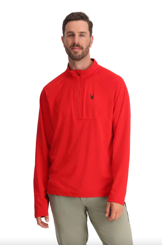 men's Spyder Gridweb 1/2 Zip fleece, red