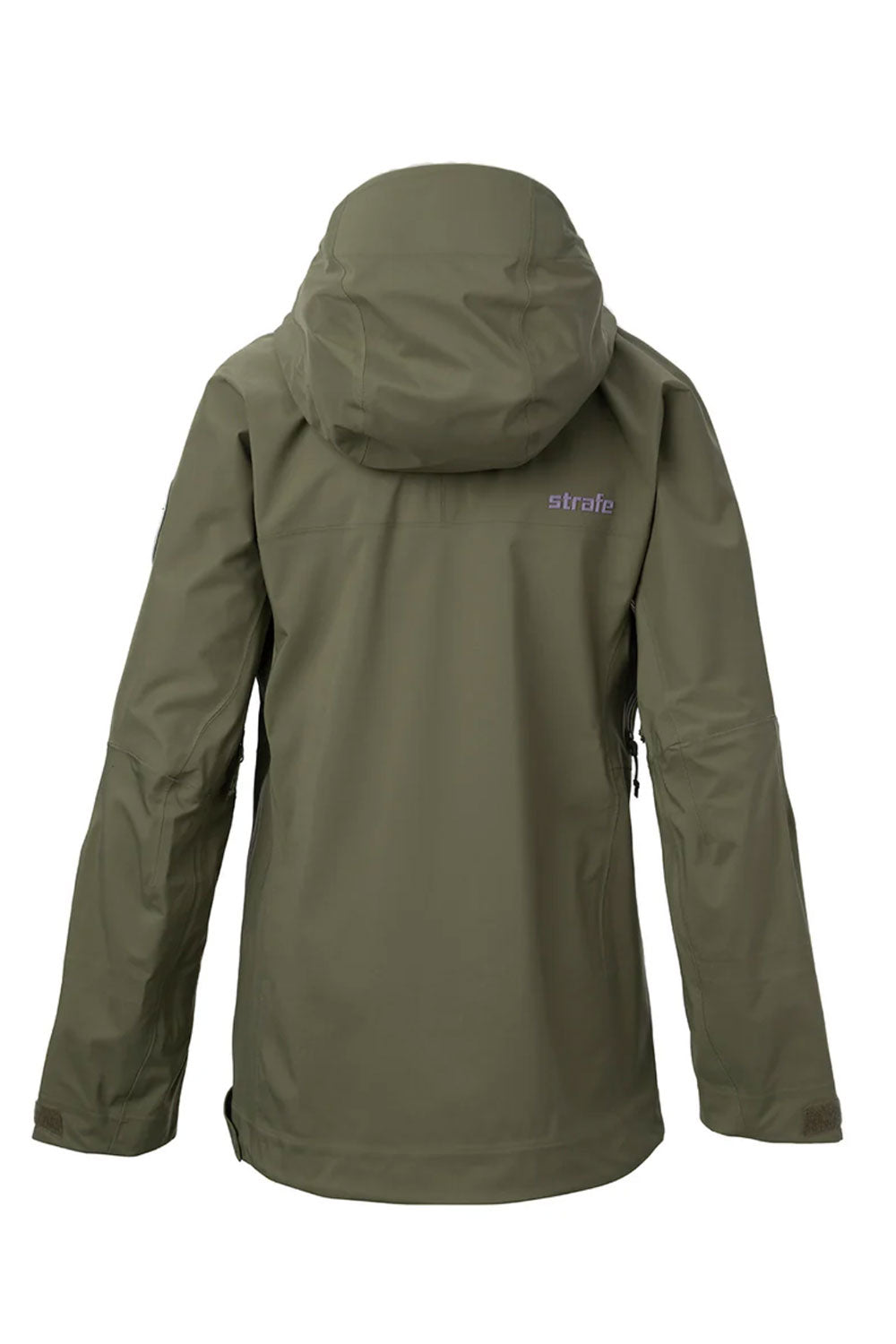 Green jacket with a brand logo on the back against a white background