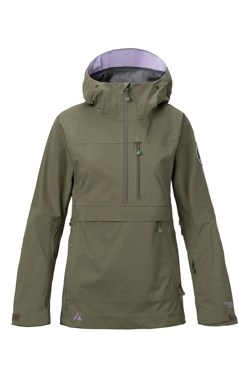 Green jacket with a hood on a white background