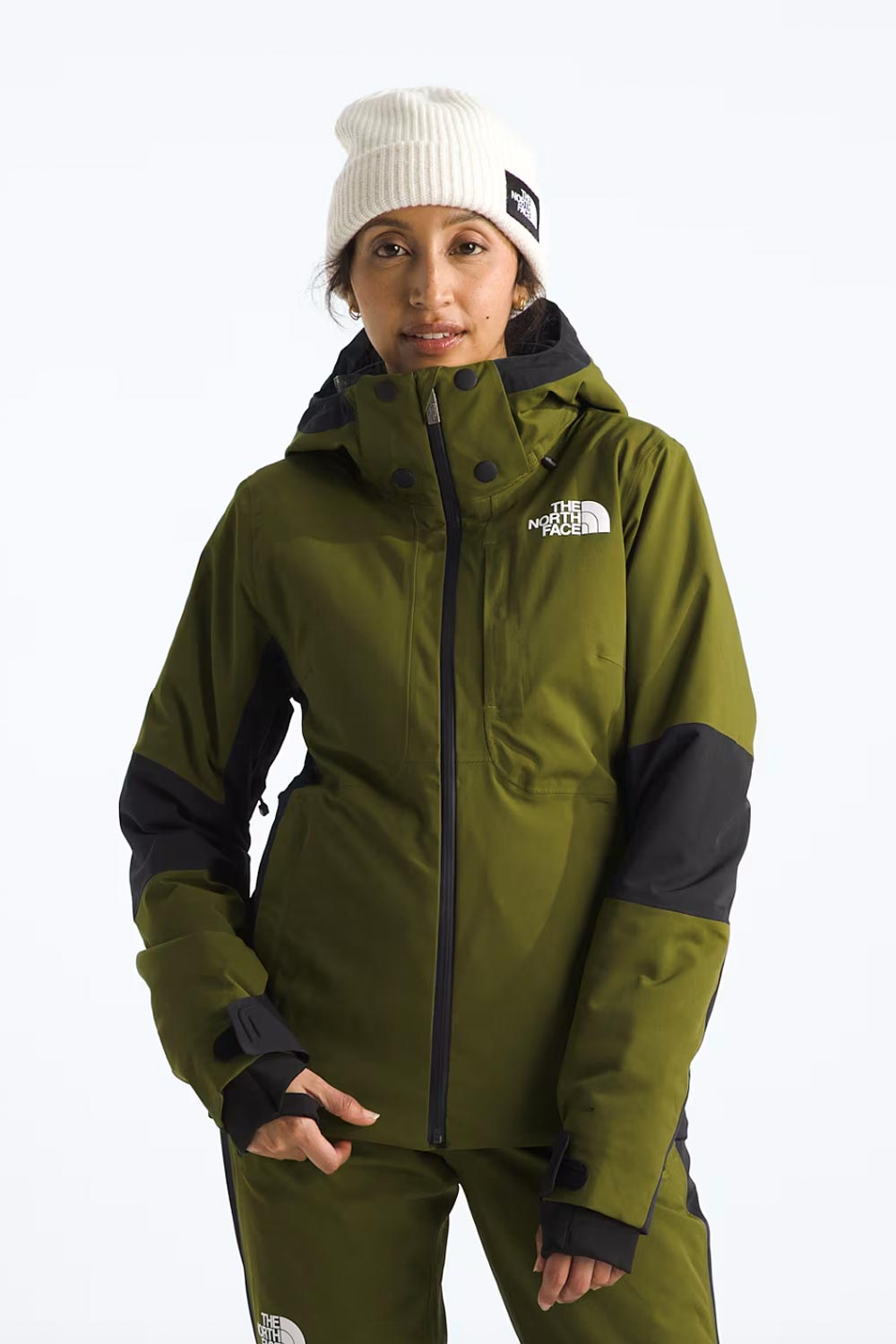 women's The North Face Lenado ski jacket, olive green with black accents