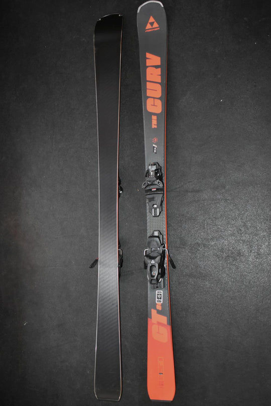 Fischer The Curv GT 80 demo skis with bindings, orange and black