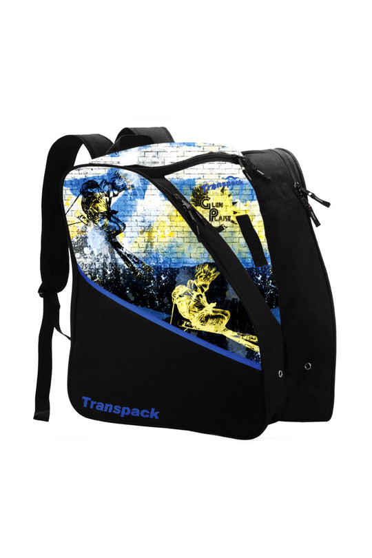 kids' Transpak ski boot backpack, glen plake pattern