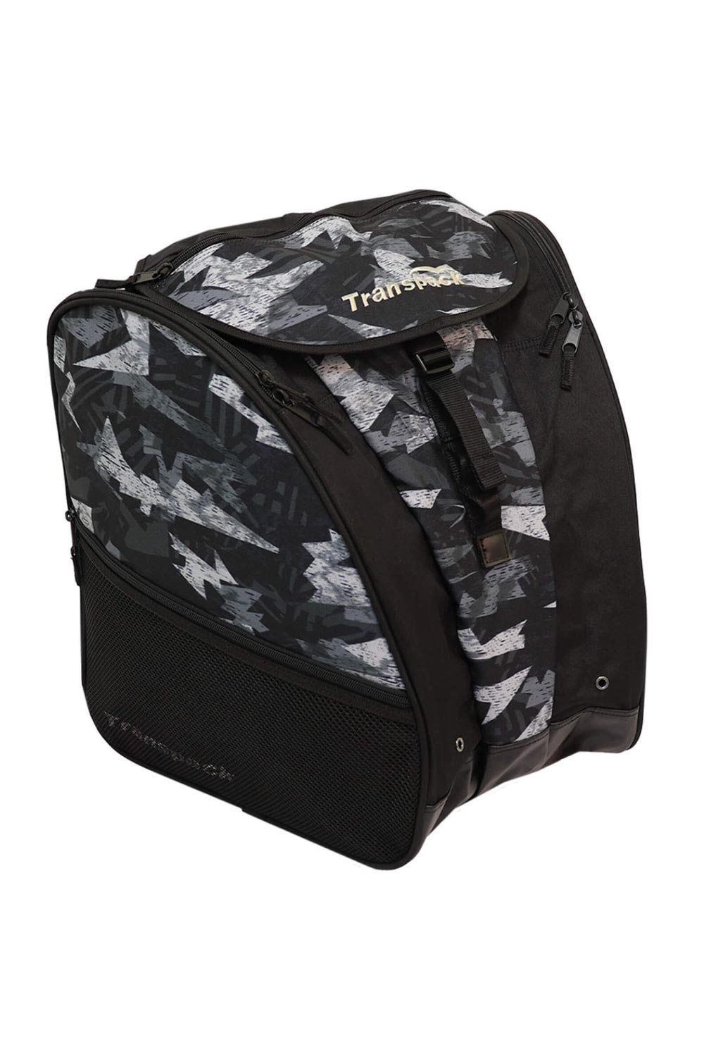 transpack ski boot backpack, black & gray camo