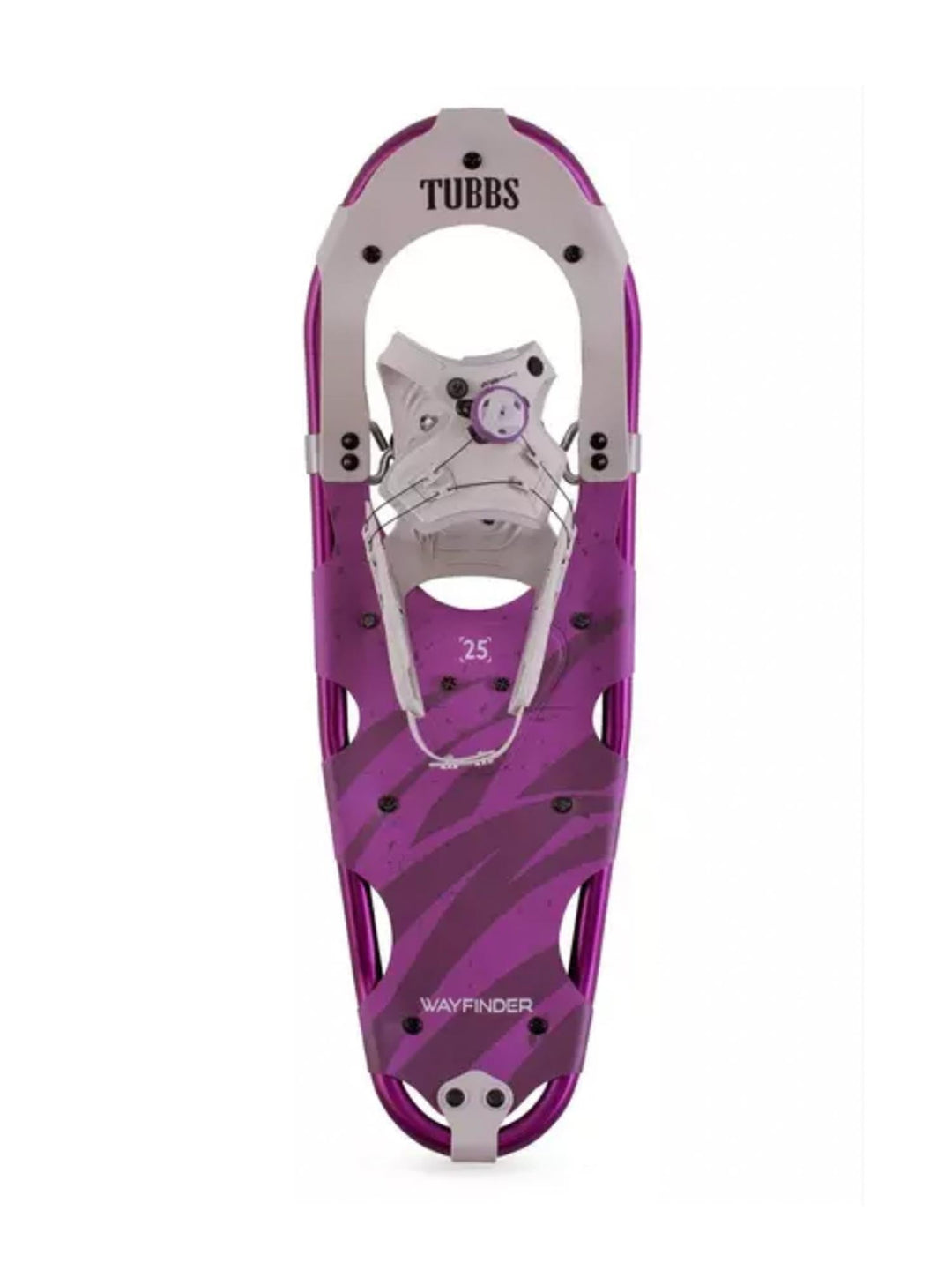 Purple snowshoe with 'Tubbs' branding on a white background