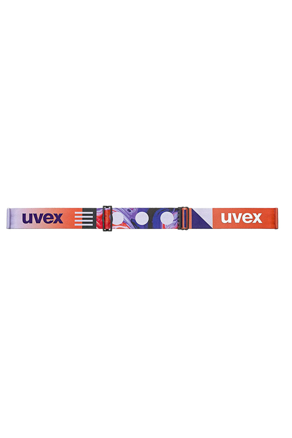 Colorful goggle strap with Uvex branding on a white background