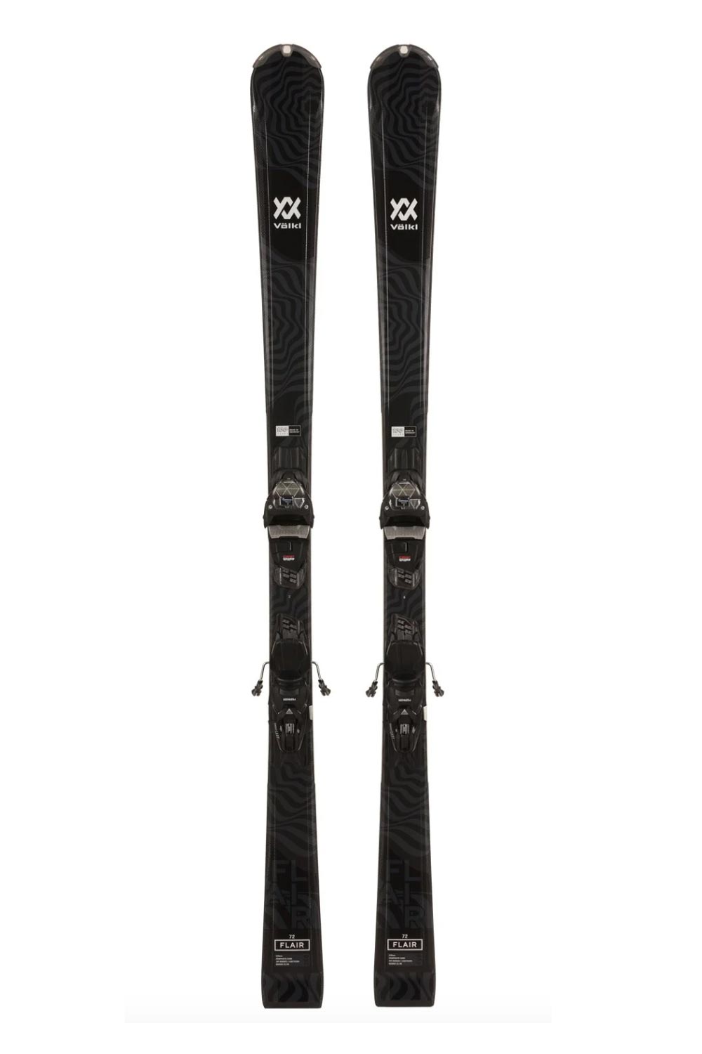 women's Volkl Flair system skis, black with black bindings
