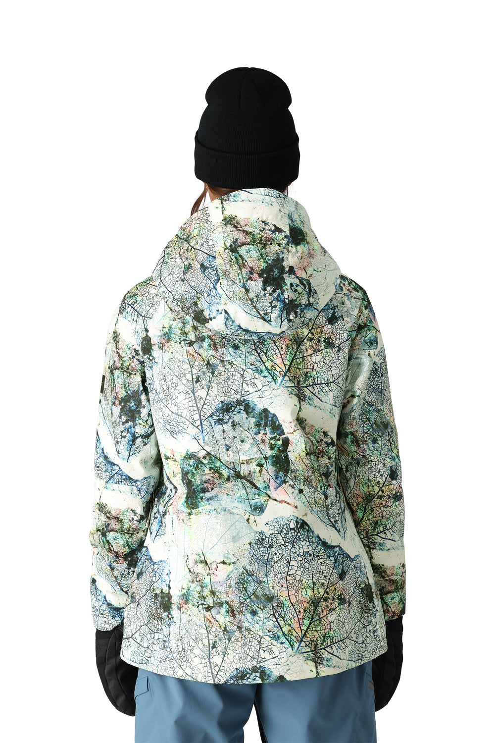 women's 686 Whisper ski/snowboard jacket, white with leaf pattern