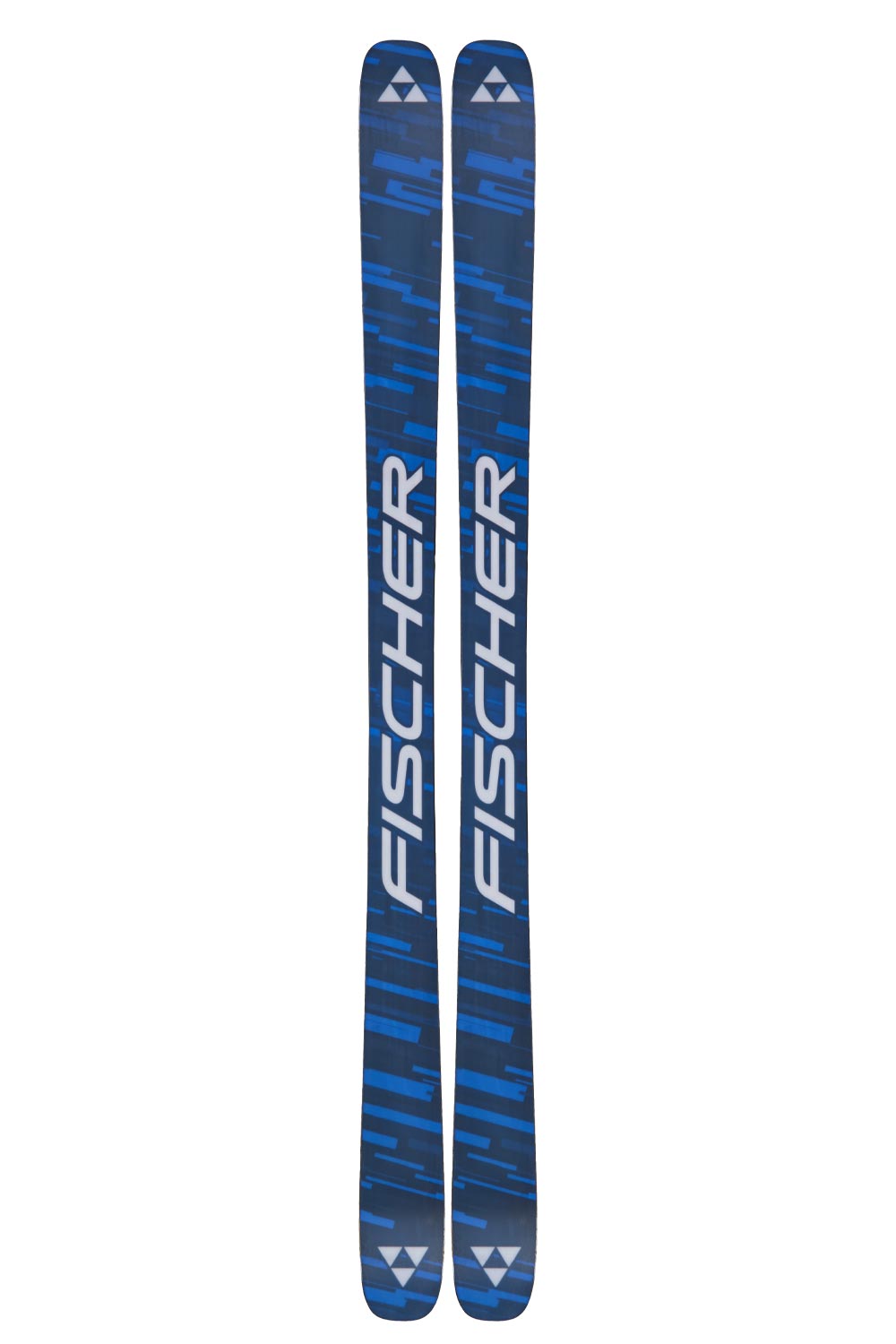 bottom of Fischer Nightstick skis, blue