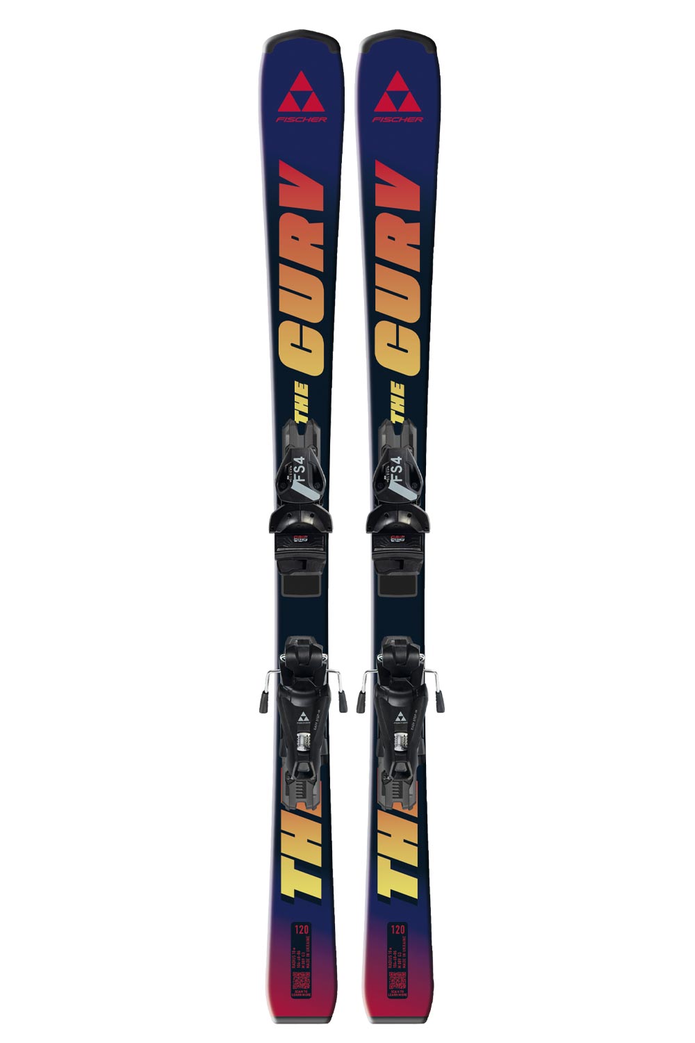 Kids' Fischer skis with bindings.