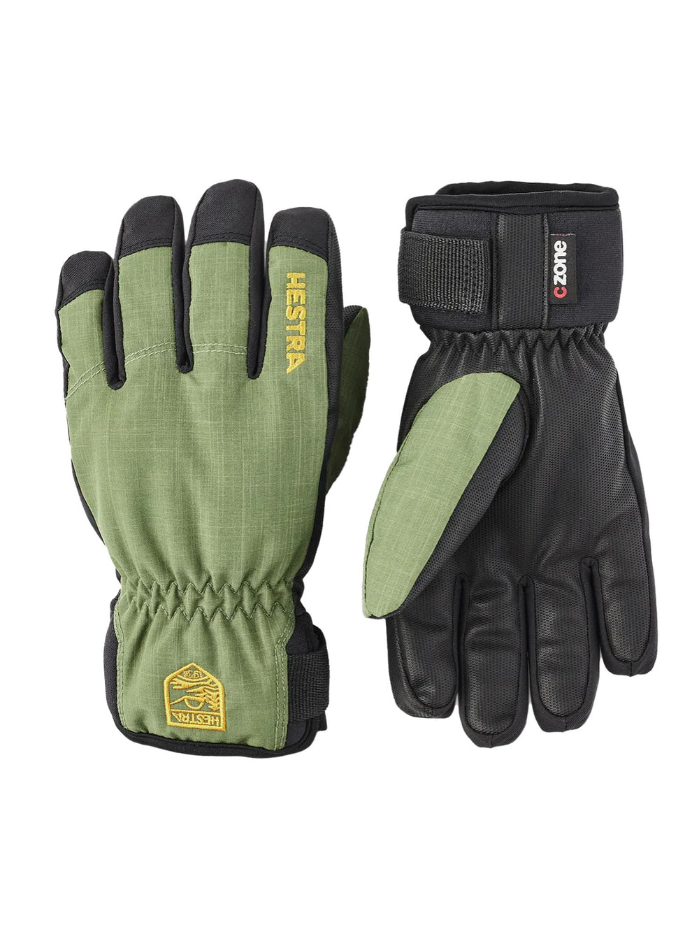 kids Hestra ski glove, green and black